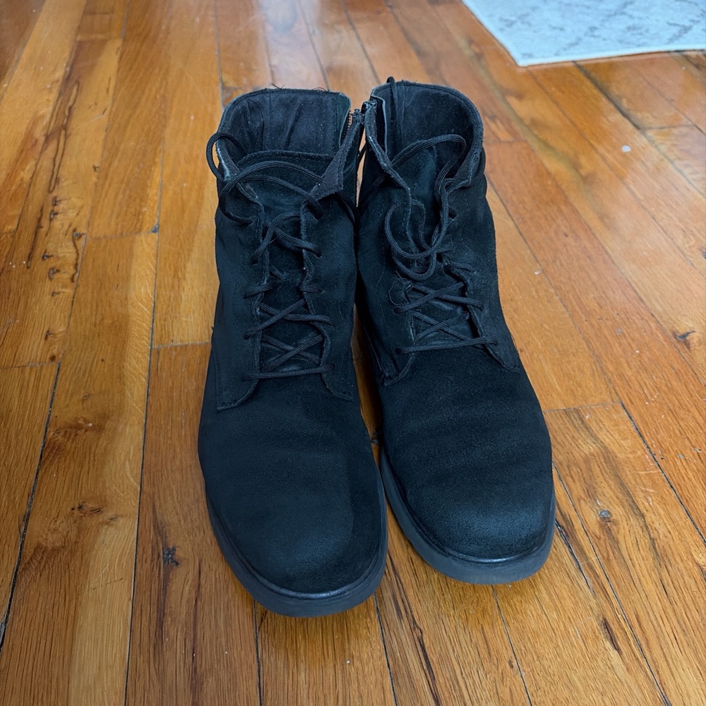 Black Lace-Up Suede Boots